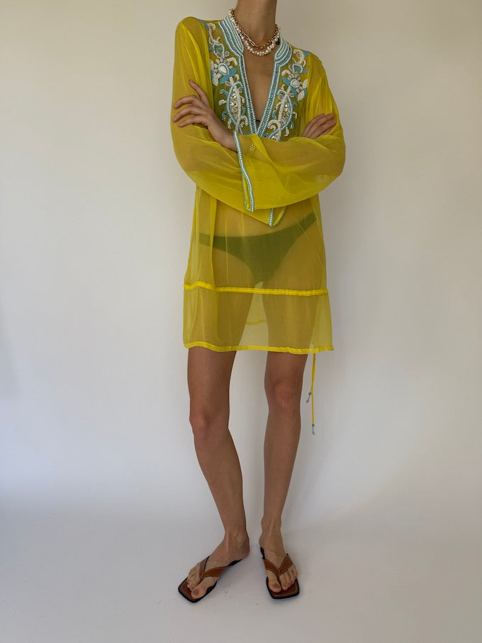 Vintage embellished sheer beach cover-up