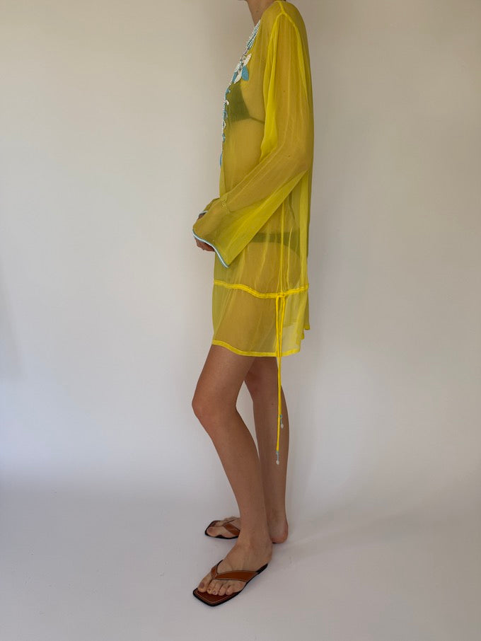 Vintage embellished sheer beach cover-up
