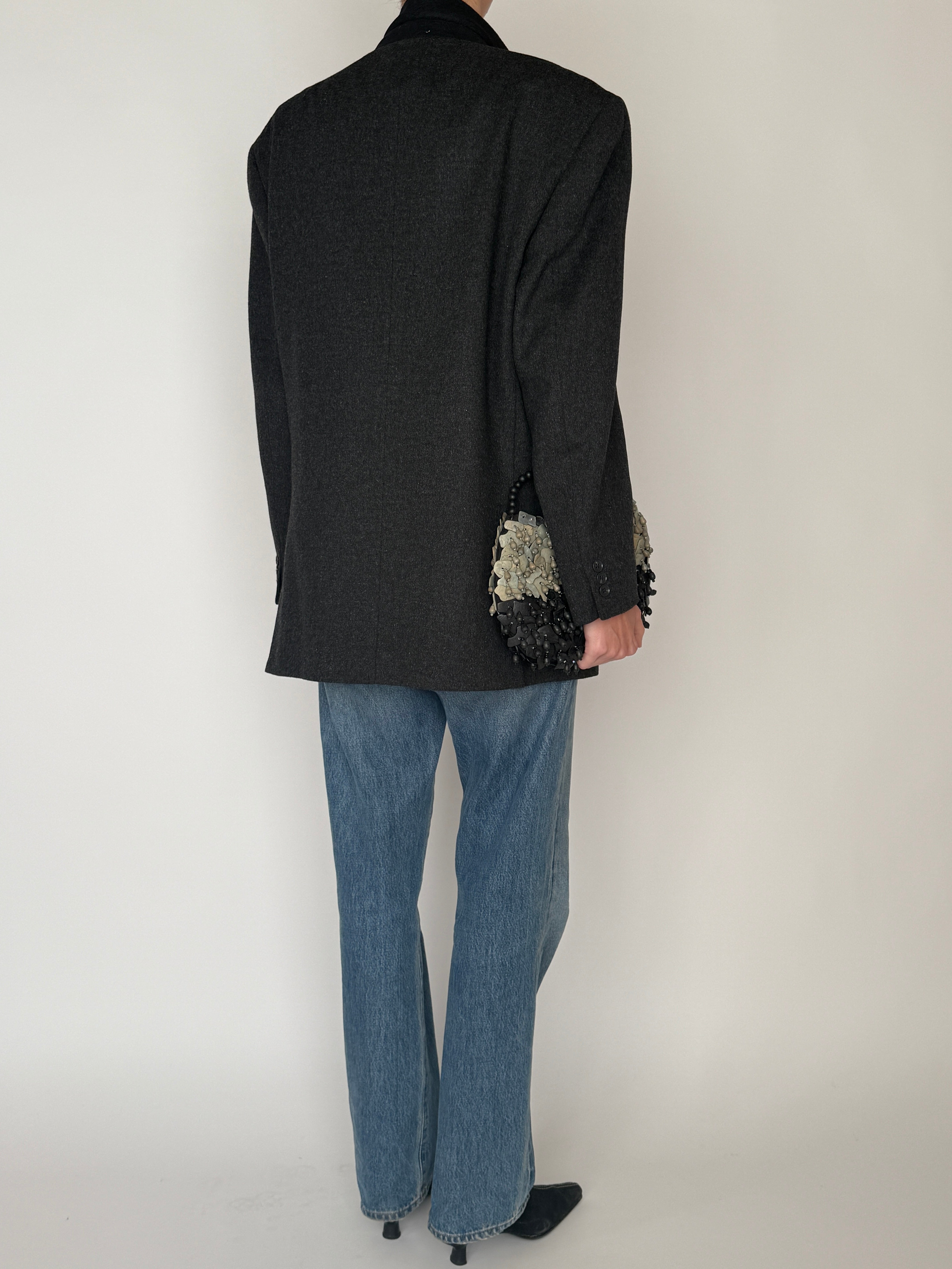 Vintage charcoal camel hair blazer 100% camel hair back view