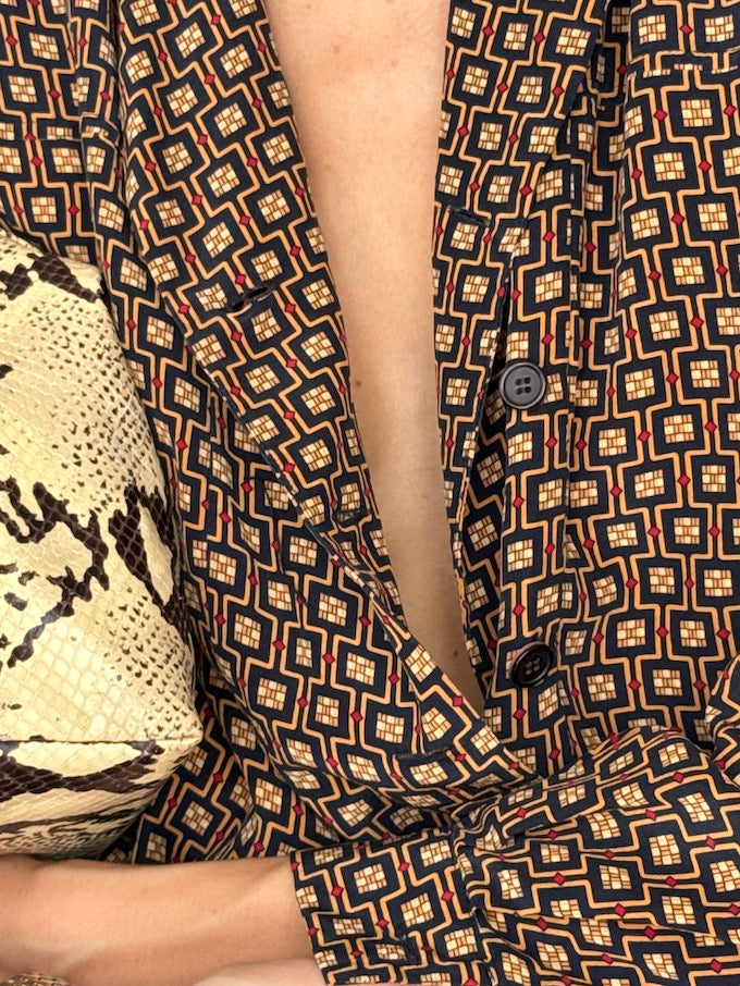 Vintage Patterned Silk Blouse 5797