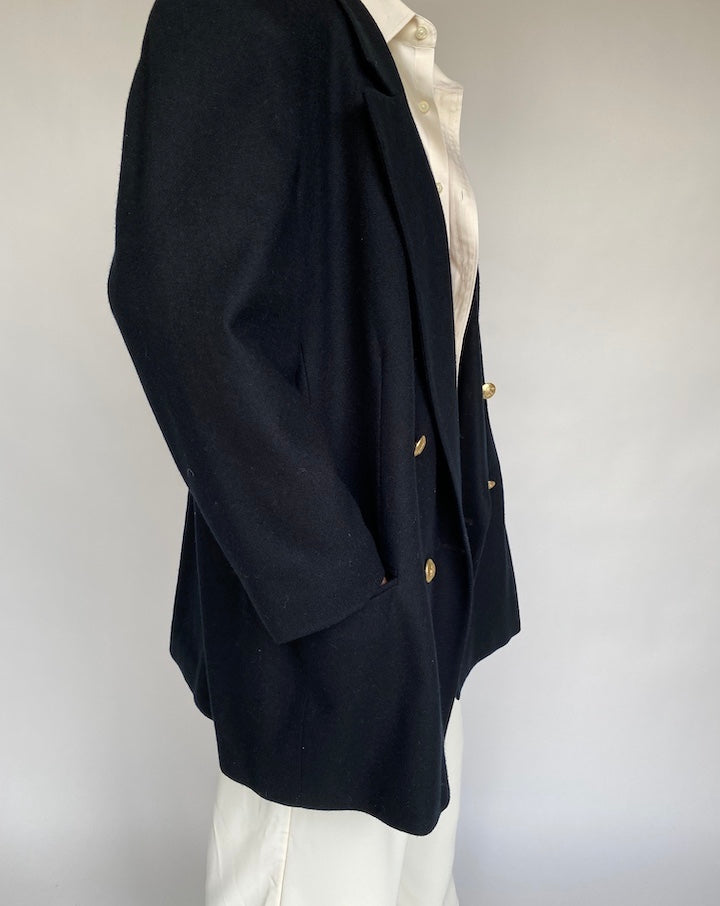 VINTAGE OVERSIZED BLACK WOOL BLAZER 745