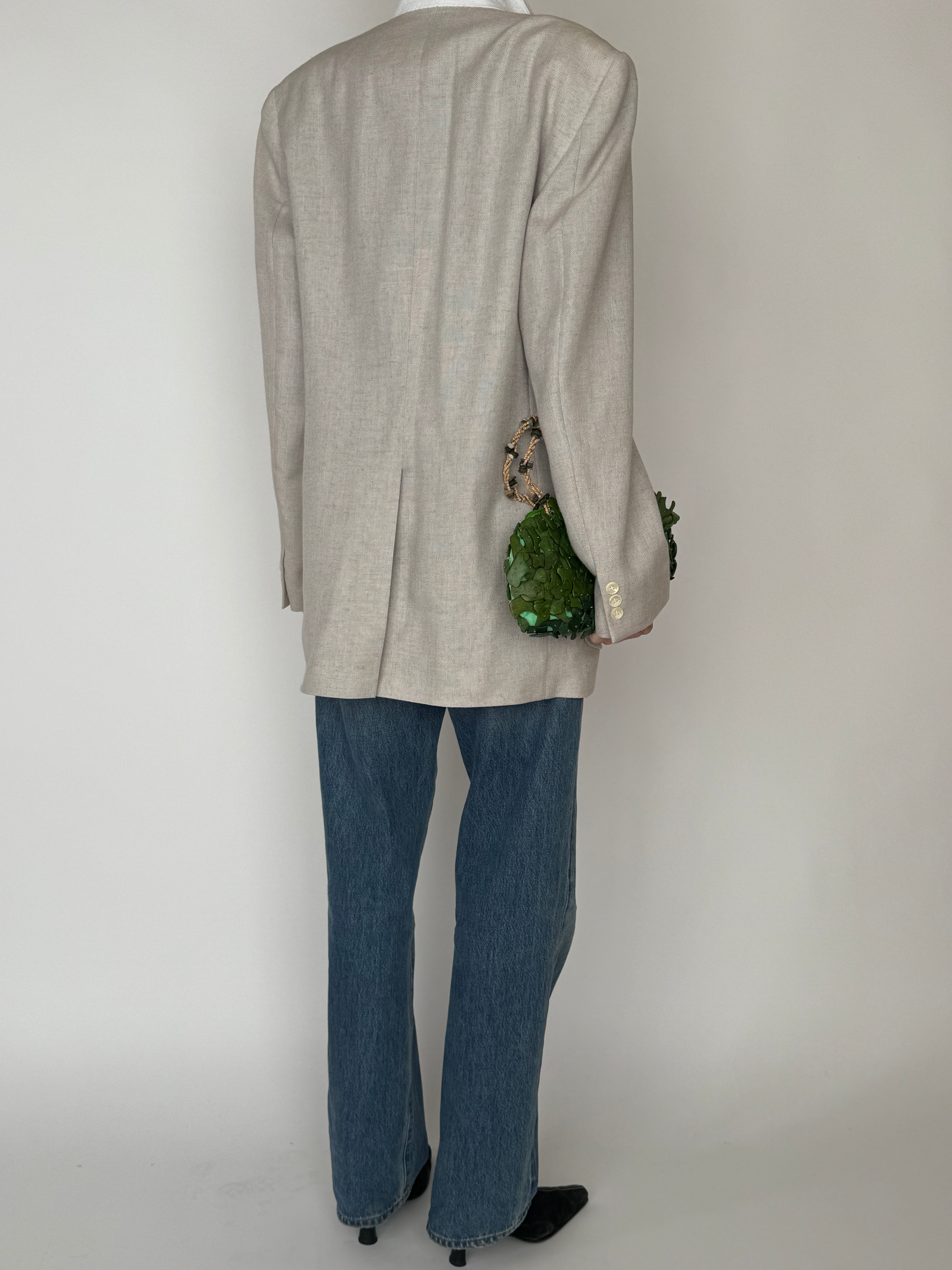 Vintage beige oversized blazer back view