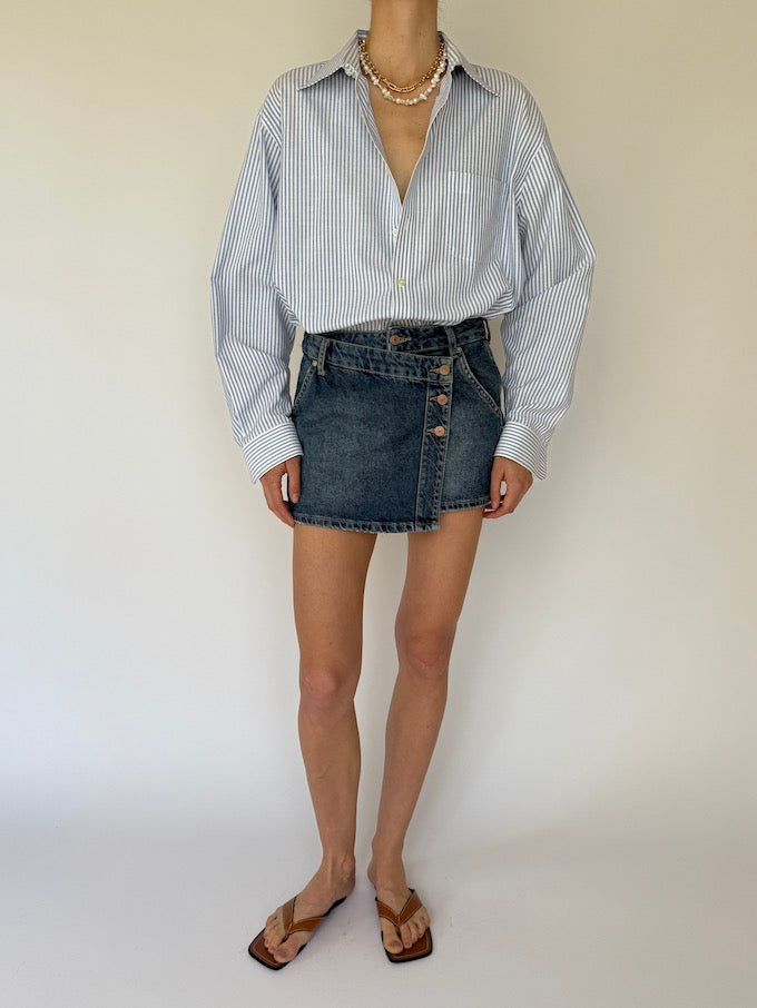 Vintage Striped Shirt White & Blue 6111