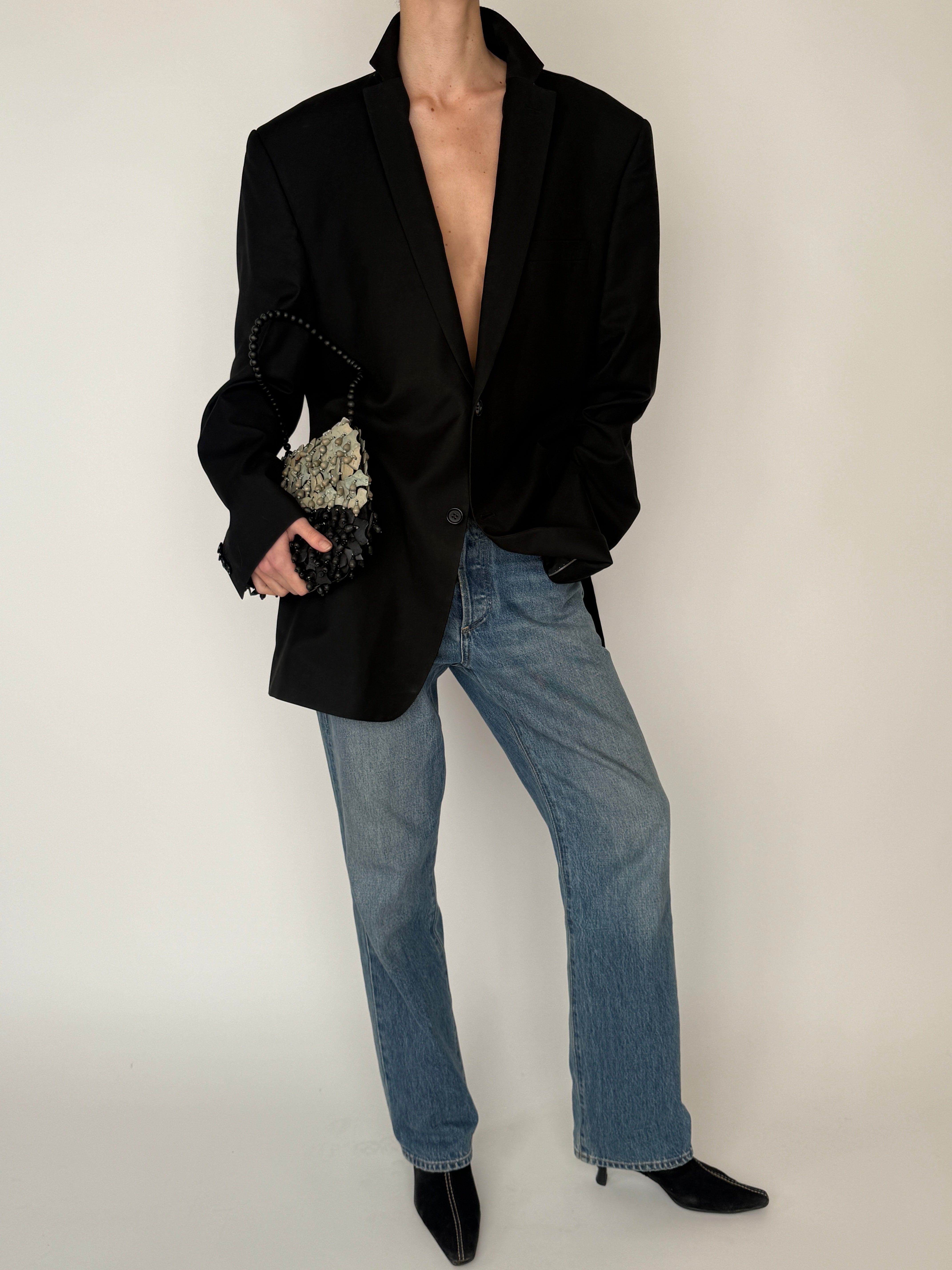 Vintage black classic blazer front view