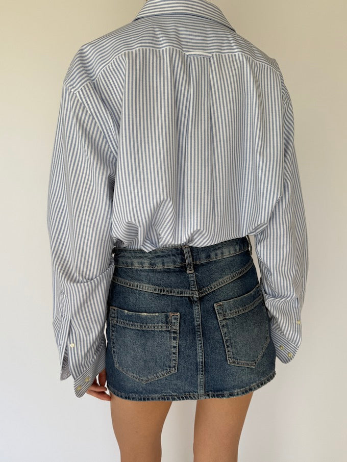 Vintage Striped Shirt White & Blue 6111