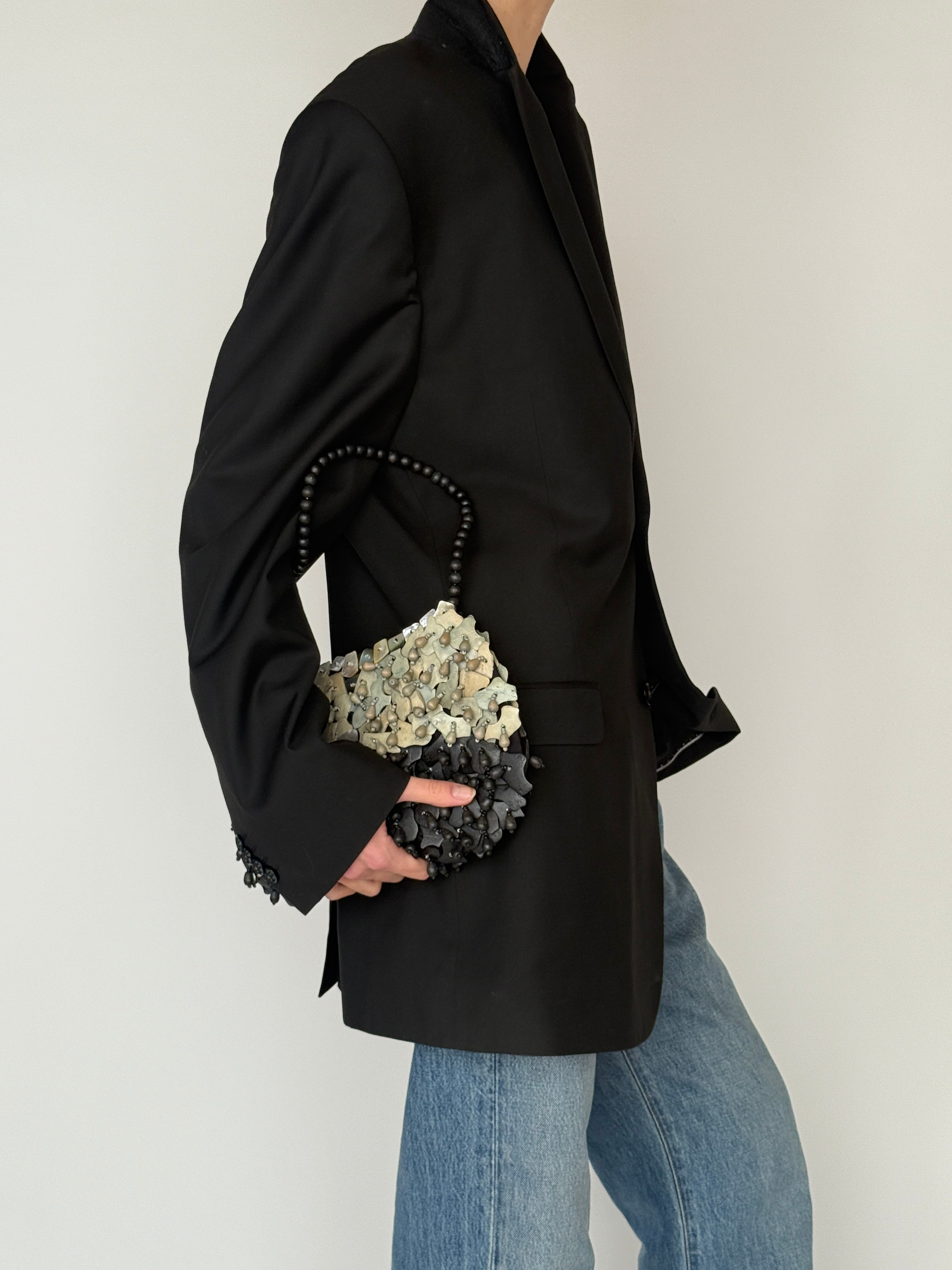 Vintage black classic blazer side view