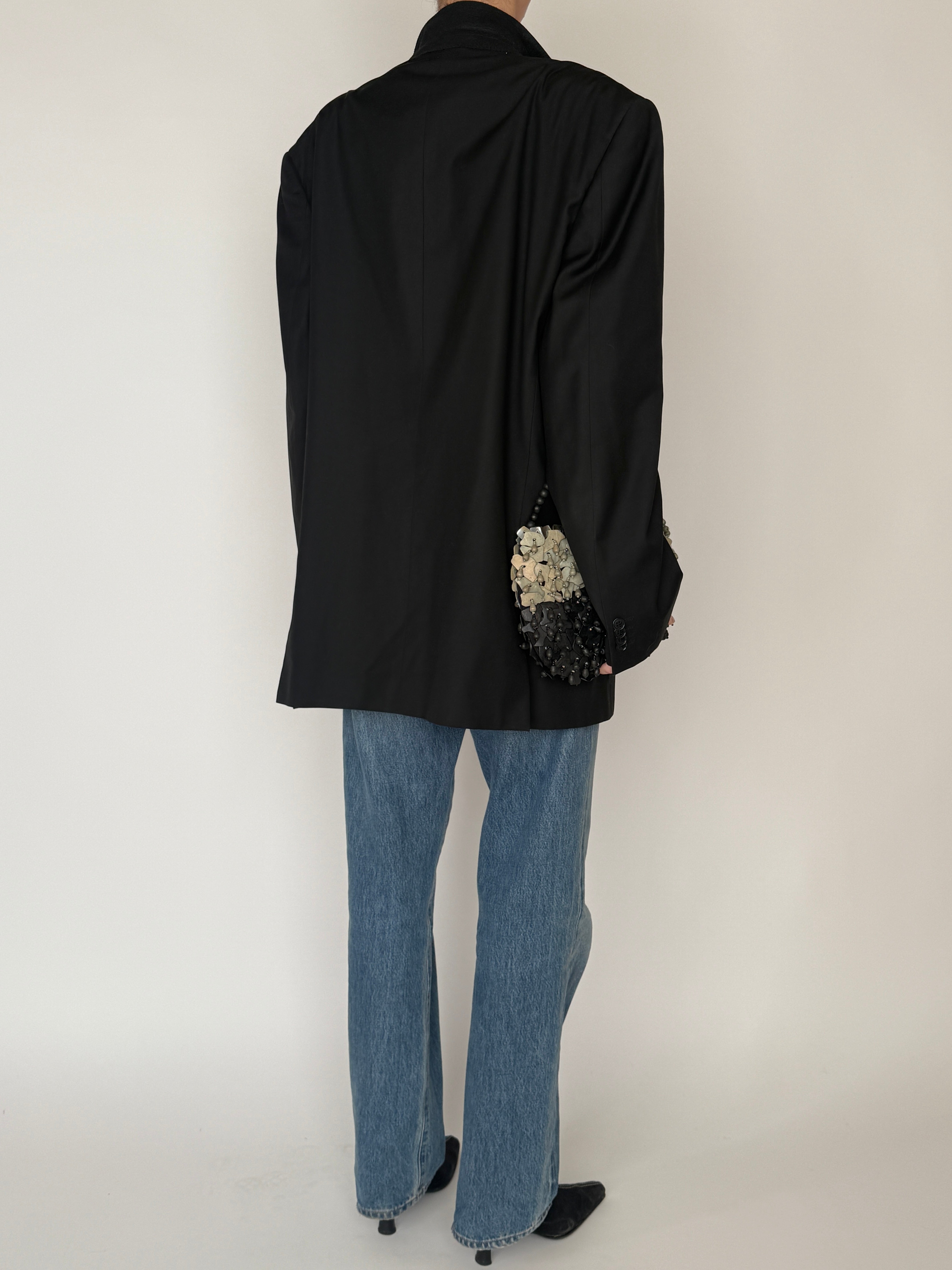 Vintage black classic blazer back view