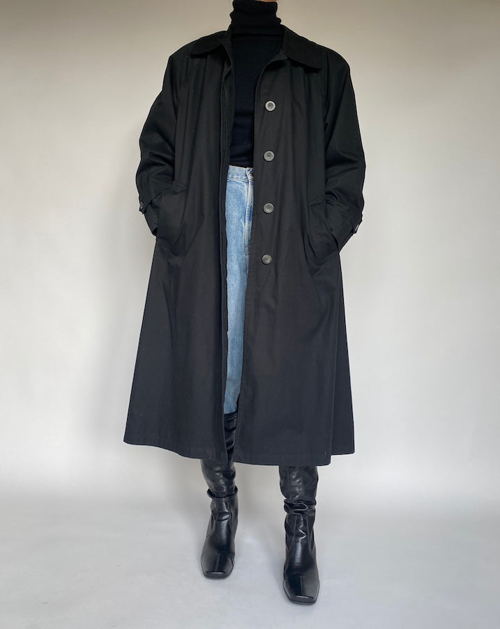 VINTAGE BLACK LONG OVERSIZED COAT 1752