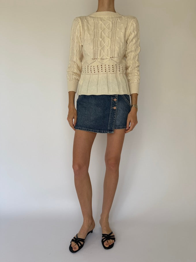 Vintage Cream Cable-Knit Sweater 6139