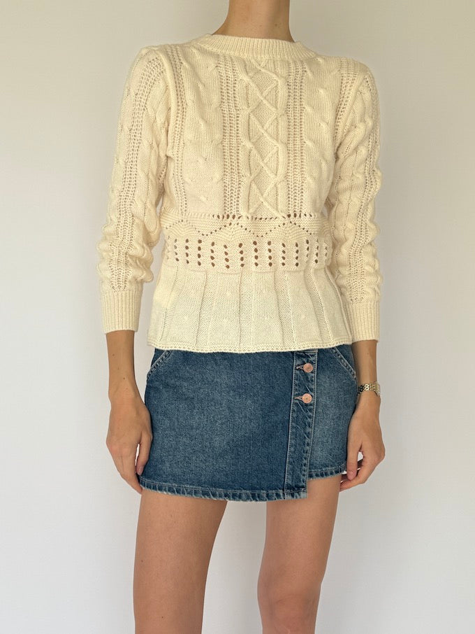 Vintage Cream Cable-Knit Sweater 6139