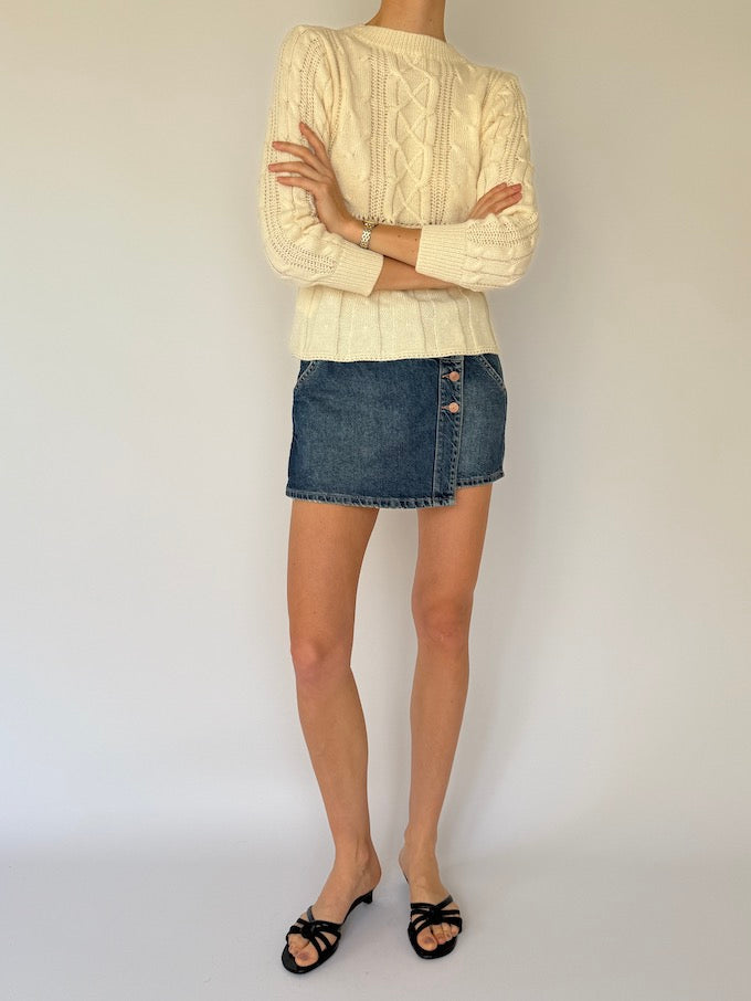 Vintage Cream Cable-Knit Sweater 6139