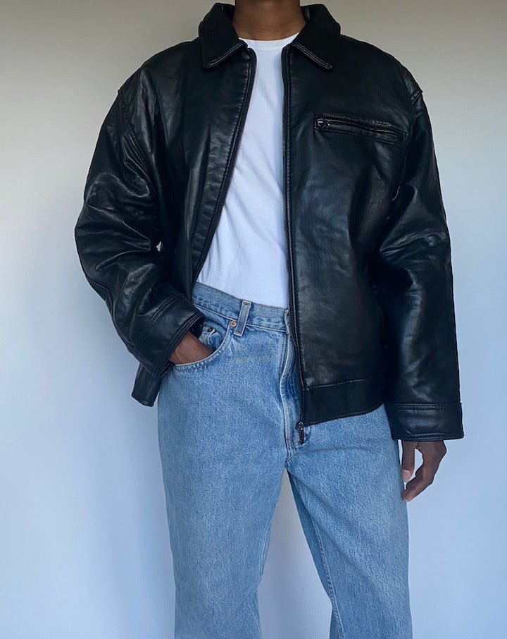 VINTAGE BLACK LEATHER JACKET 3486