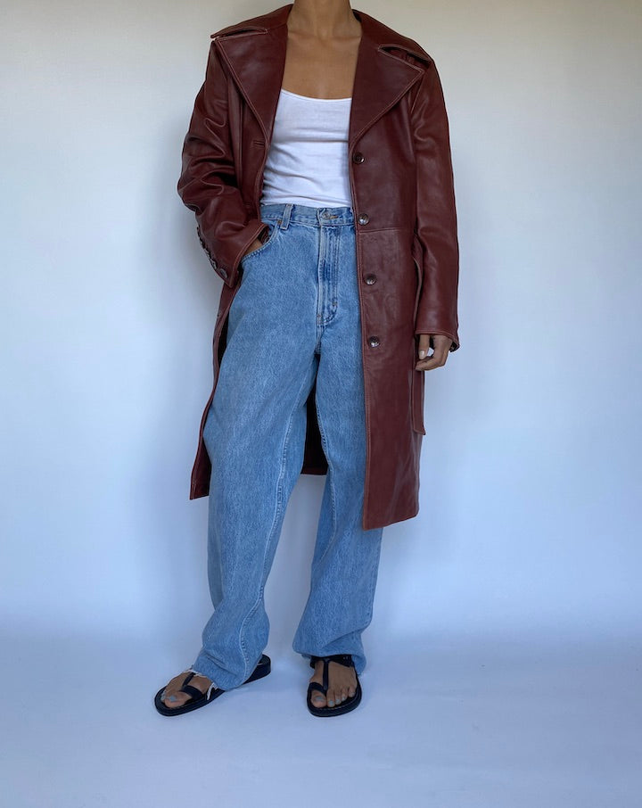 VINTAGE LEATHER TRENCH 3066