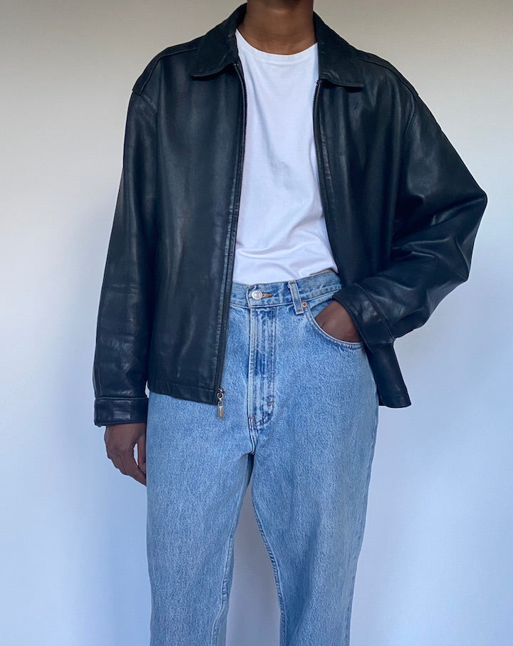 VINTAGE BLACK LEATHER JACKET 3487
