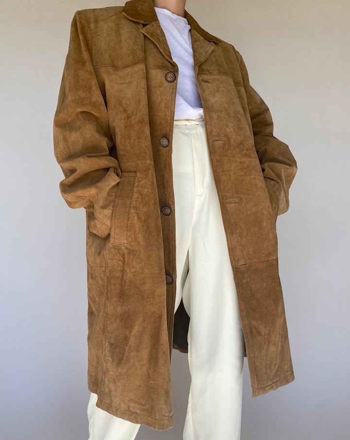 VINTAGE OVERSIZED LONG SUEDE LEATHER JACKET 1122