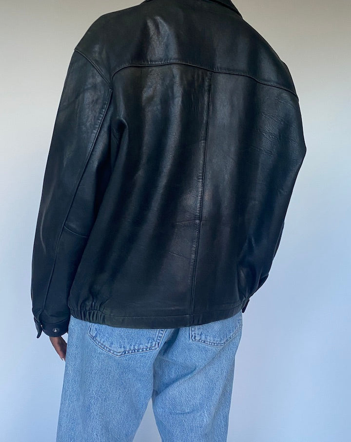 VINTAGE BLACK LEATHER JACKET 3487