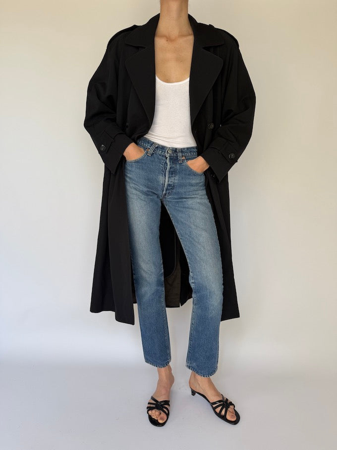 Vintage Trench Coat Black 6084