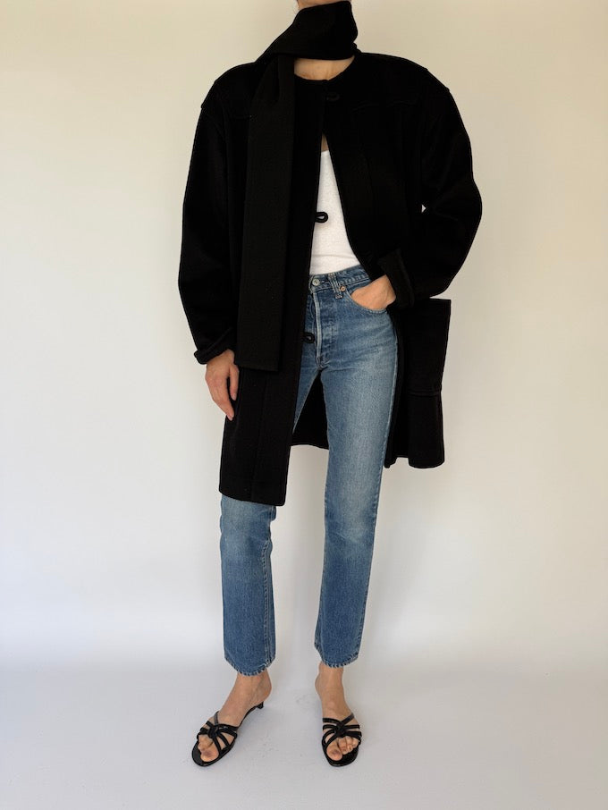 Vintage Wool Coat Black 6079