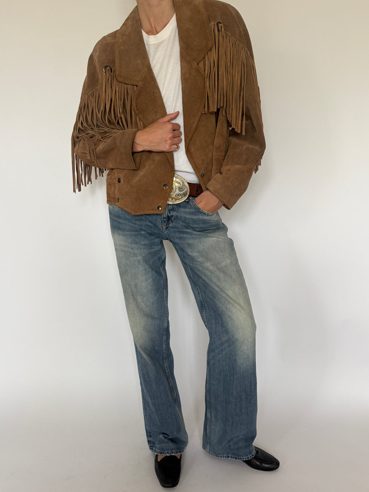 Vintage Western Fringe Suede Jacket Brown 8145