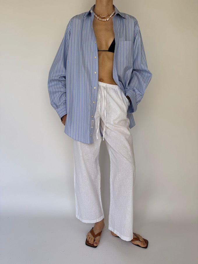 Vintage oversized pinstripe shirt blue 6109