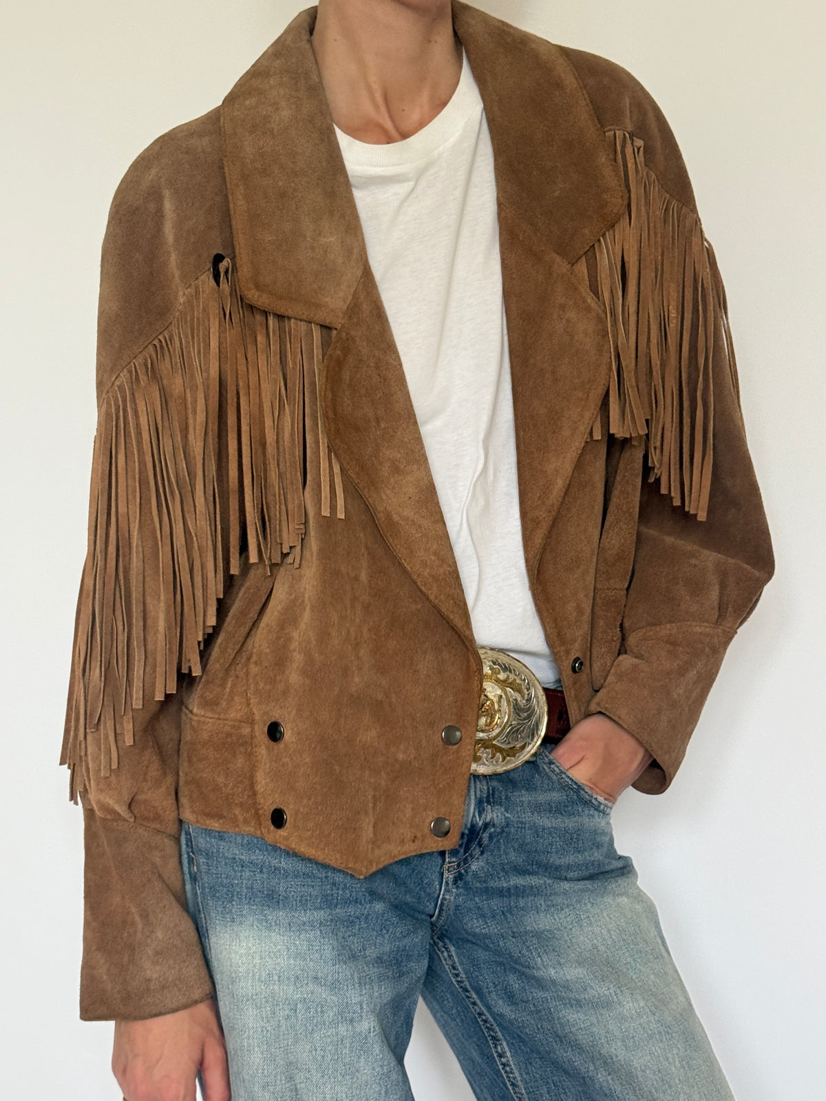 Vintage Western Fringe Suede Jacket Brown 8145