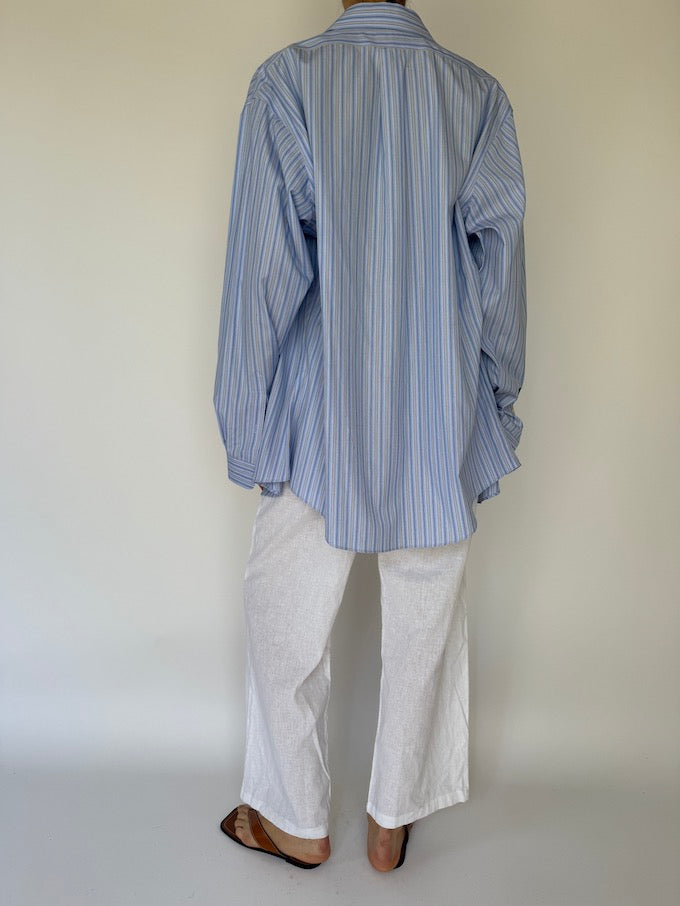 Vintage oversized pinstripe shirt blue 6109