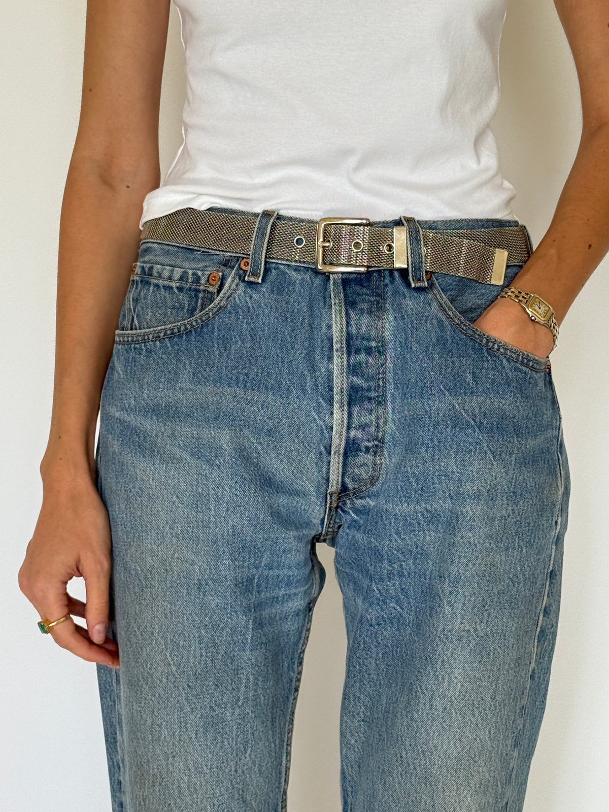 Vintage Metal Belt SIlver 8489