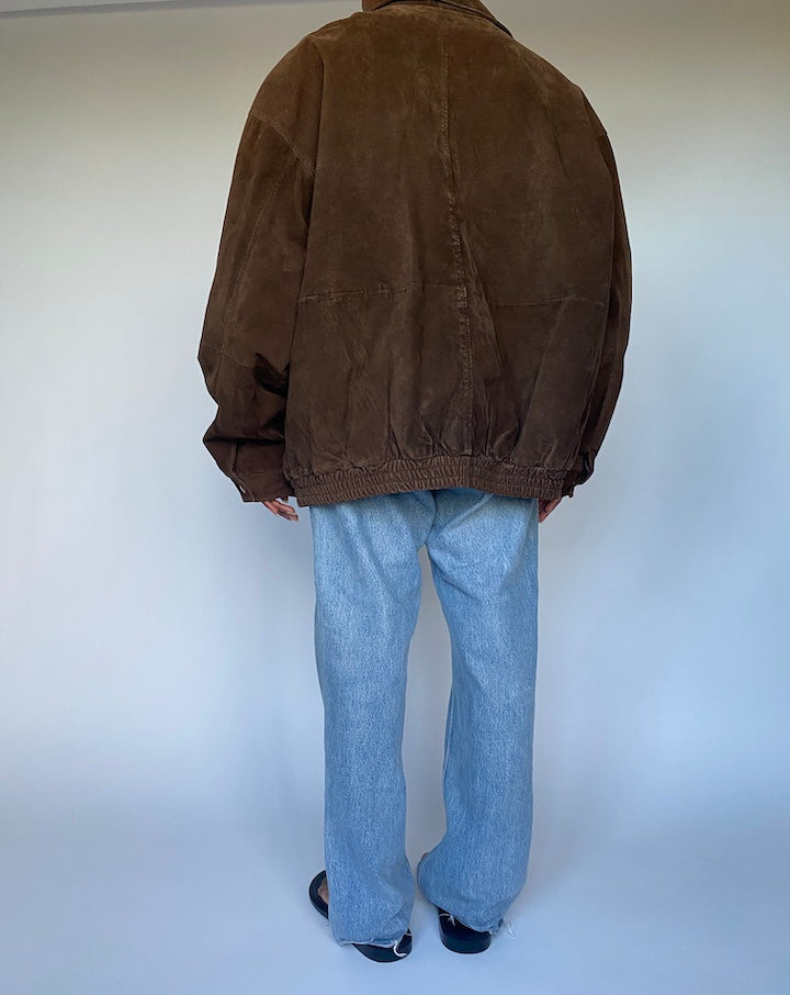 VINTAGE OVERSIZED BROWN SUEDE LEATHER JACKET 3496
