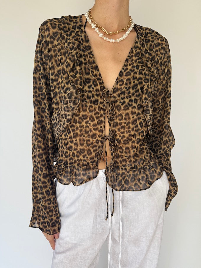 Vintage animal print blouse
