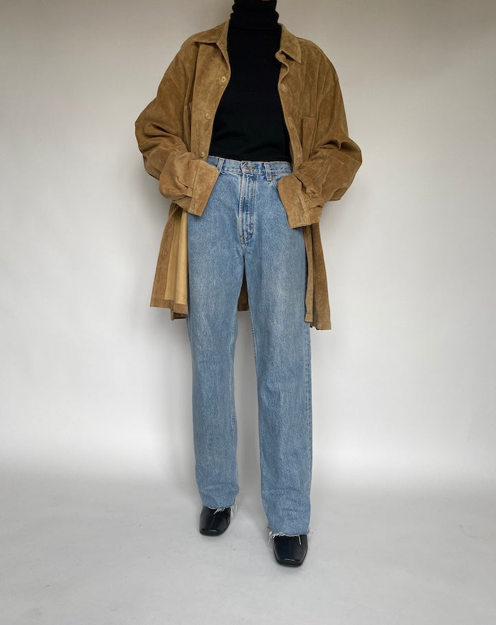 VINTAGE CAMEL COLORED OVERSIZED SUEDE LEATHER JACKET/SHIRT 1780