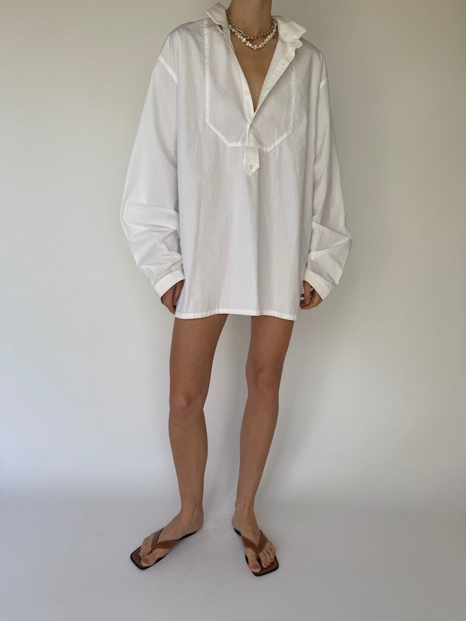 Vintage oversized shirt dress white 6114