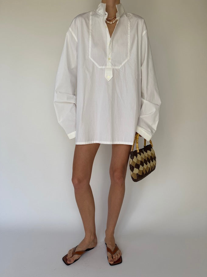 Vintage oversized shirt dress white 6114