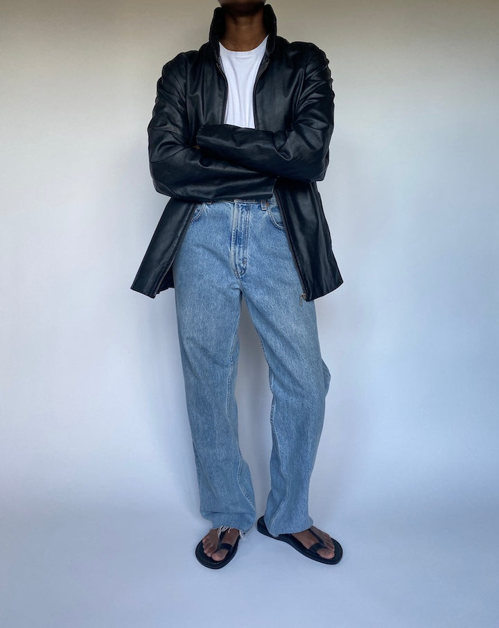 VINTAGE BLACK LEATHER JACKET 3502