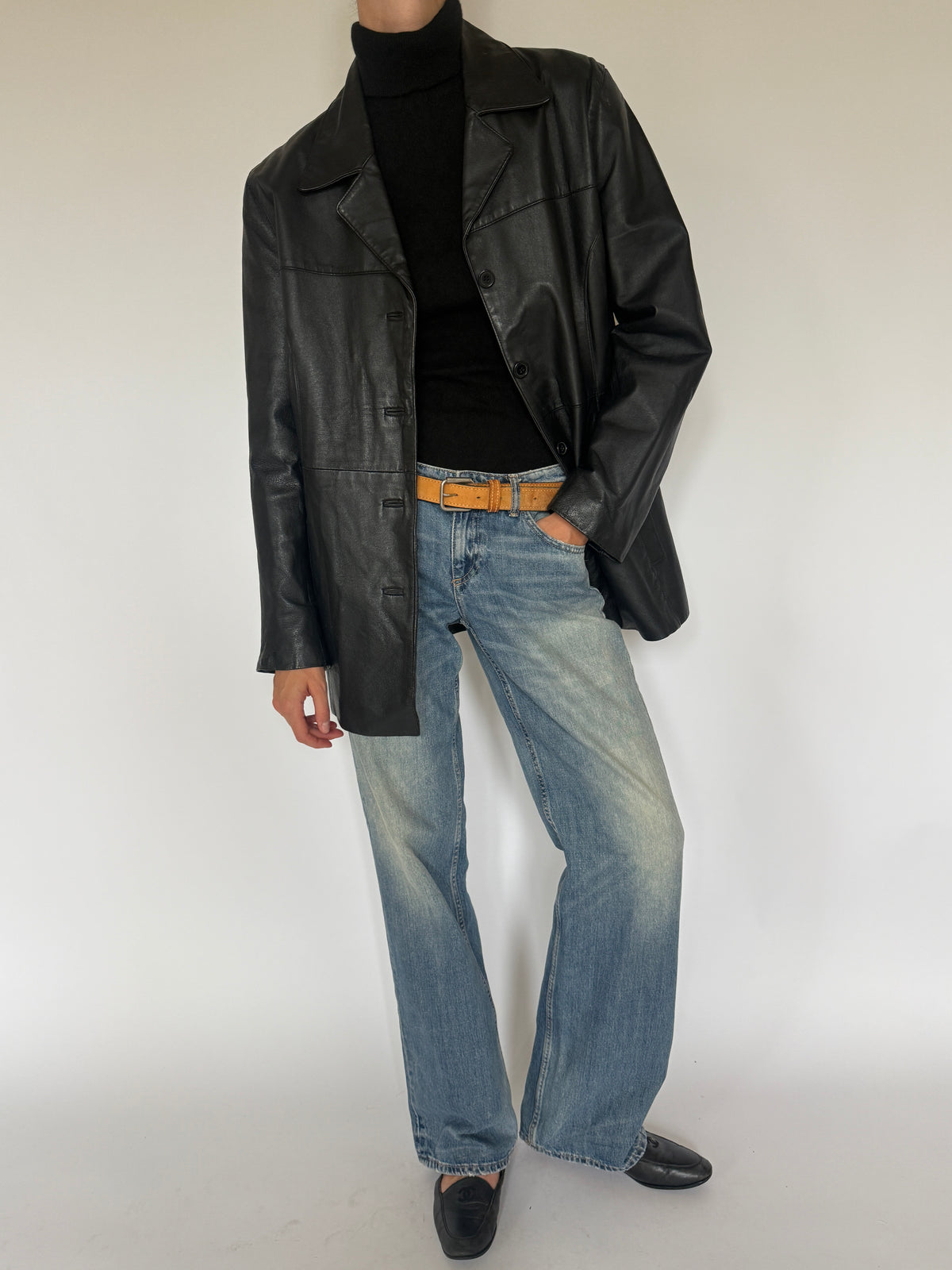 Vintage Leather Jacket Black 7299