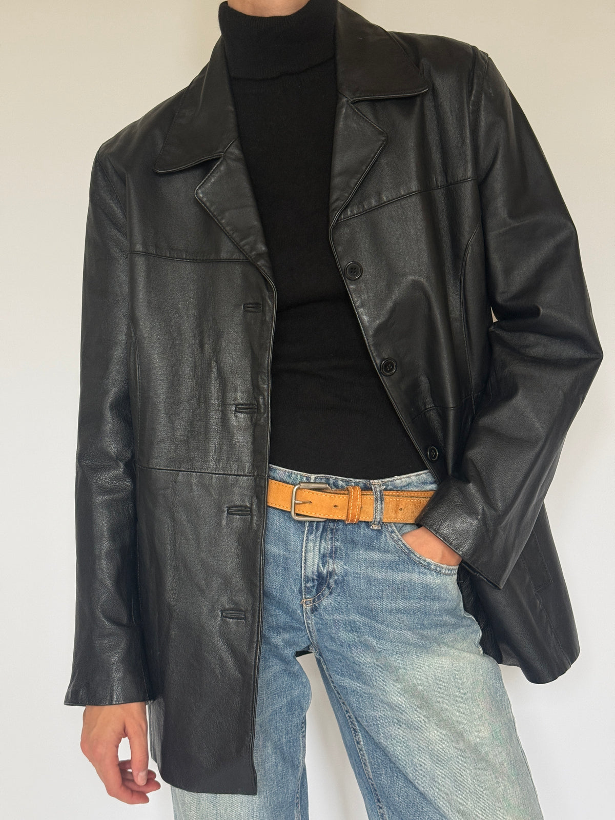 Vintage Leather Jacket Black 7299