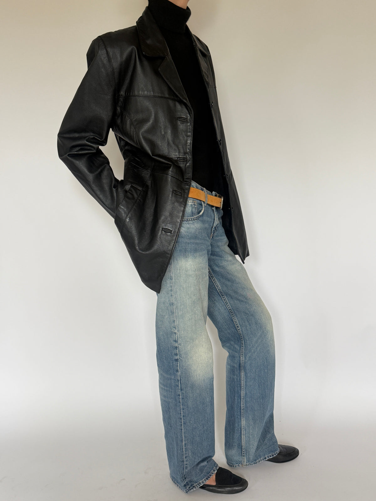 Vintage Leather Jacket Black 7299