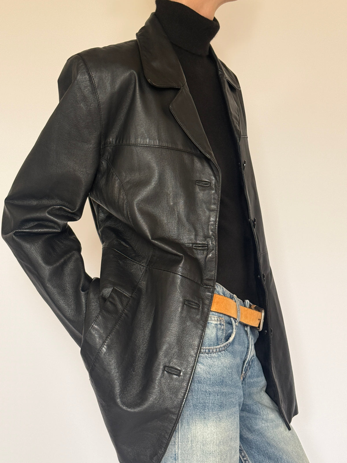 Vintage Leather Jacket Black 7299