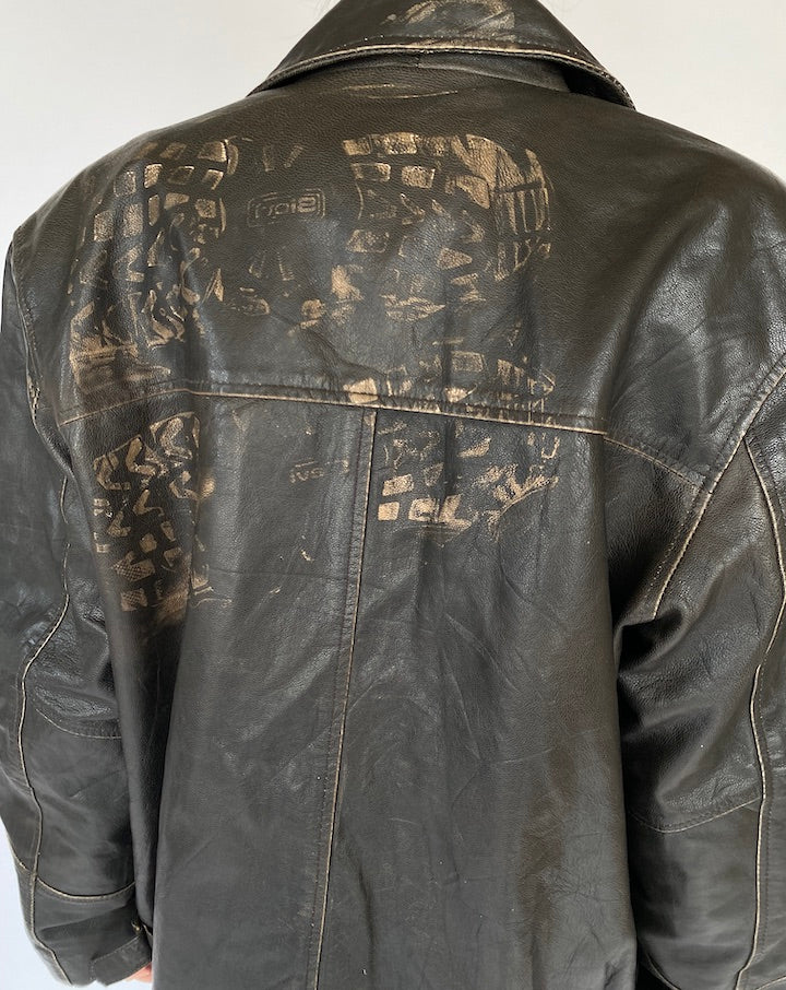 Vintage Oversized Brown Leather Jacket 5483