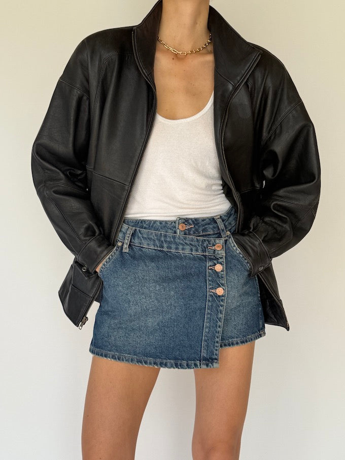 Vintage leather jacket black 6137