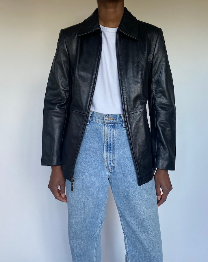 VINTAGE BLACK LEATHER JACKET 3504
