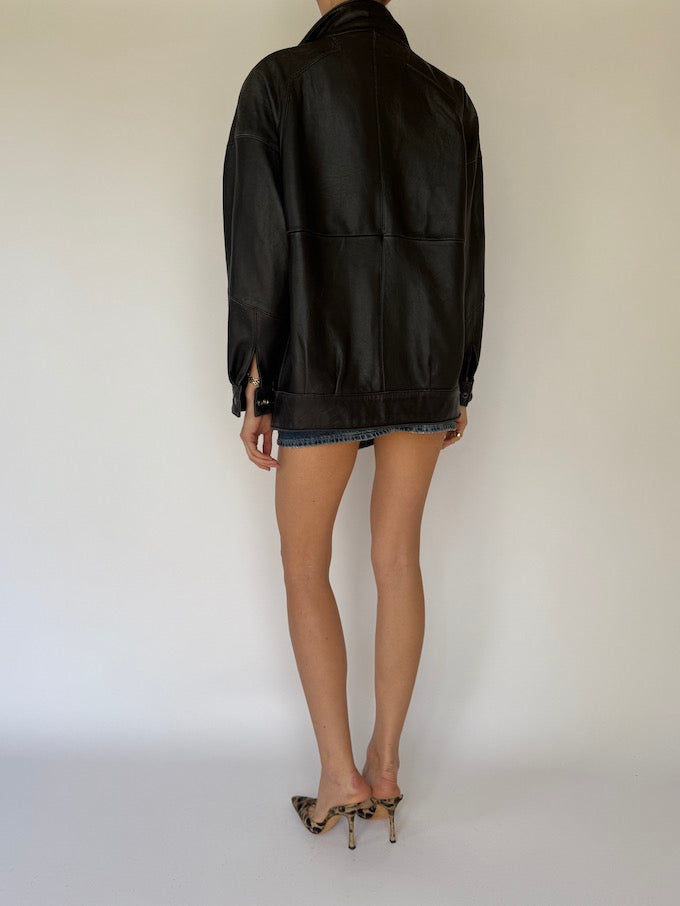 Vintage leather jacket black 6137