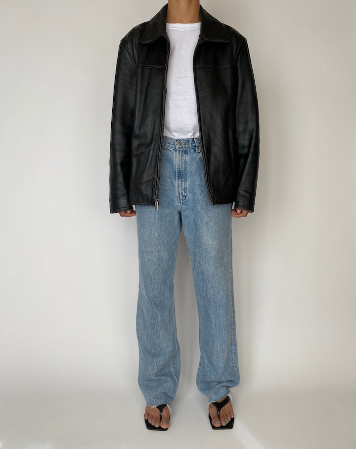 VINTAGE BLACK GUESS LEATHER JACKET 2547