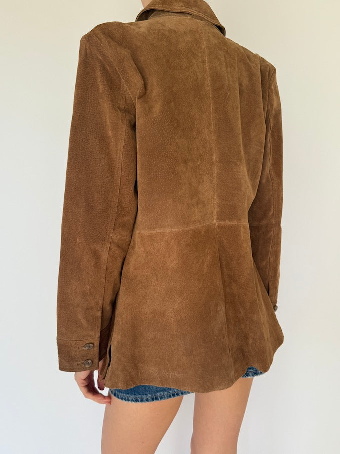 Vintage suede leather jacket brown 6081