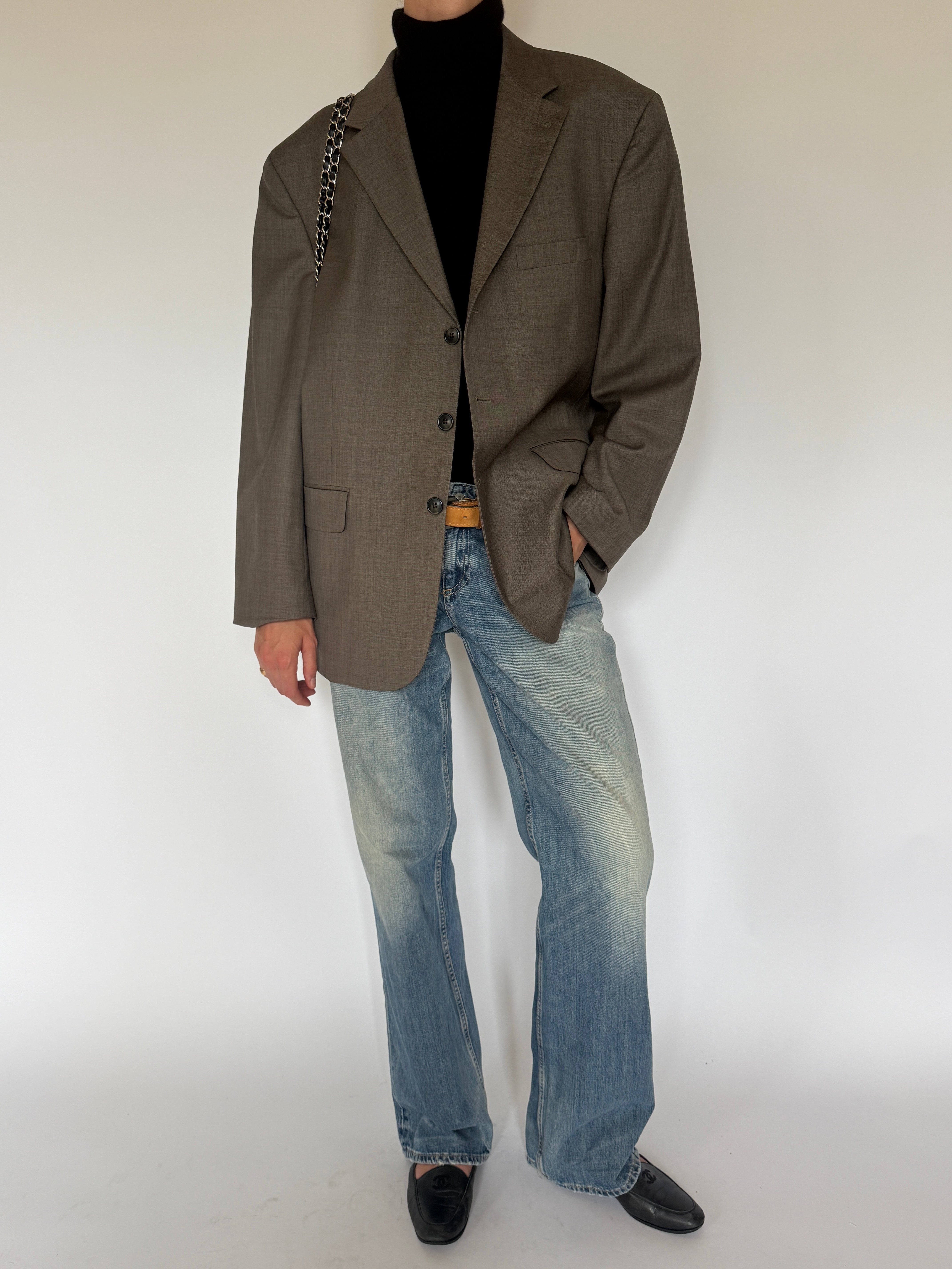 Vintage Oversized Wool Blazer In Cedar 5774
