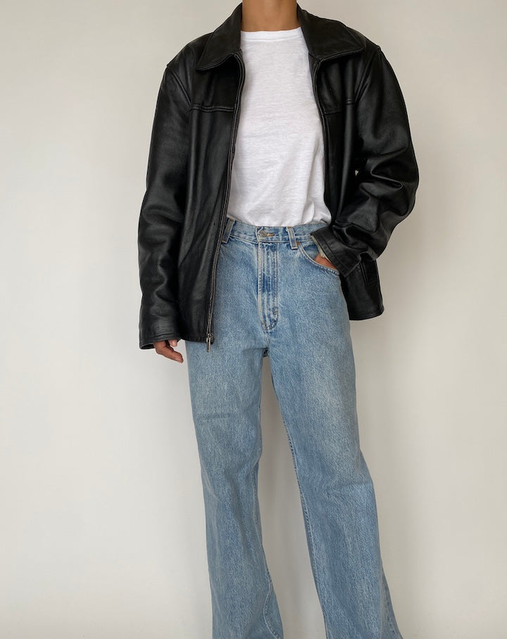 VINTAGE BLACK GUESS LEATHER JACKET 2547