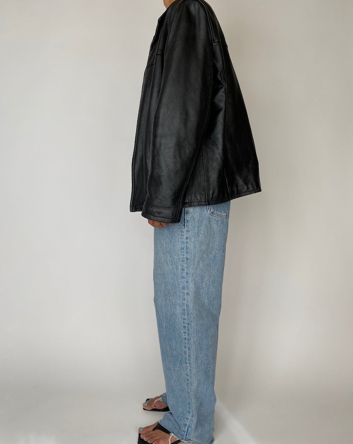 VINTAGE BLACK GUESS LEATHER JACKET 2547