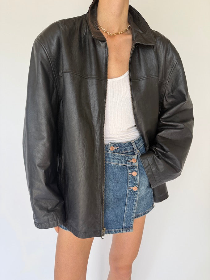 Vintage Leather Jacket Black 6136