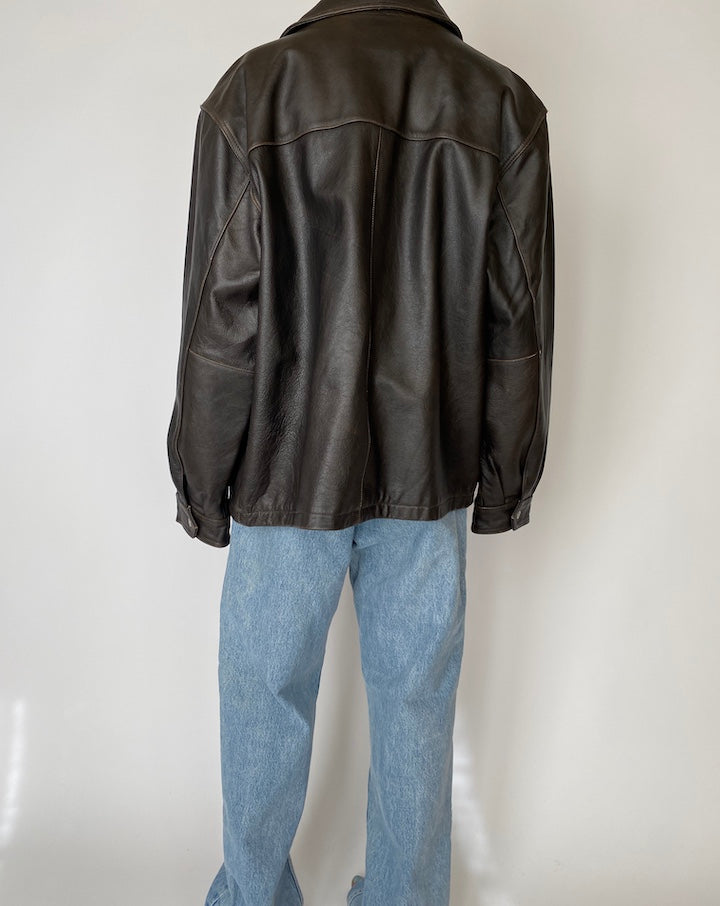 VINTAGE DARK BROWN LEATHER JACKET 2550