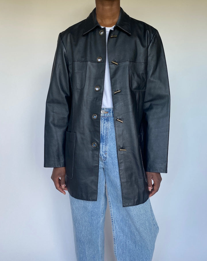 VINTAGE BLACK LEATHER JACKET 3508
