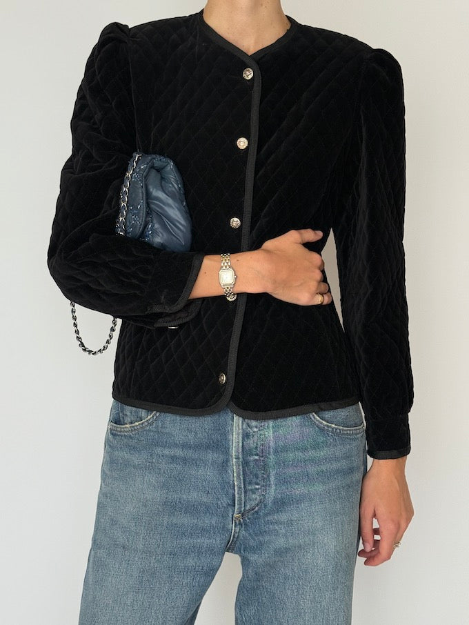 Vintage Quilted Velvet Evening Jacket 6545